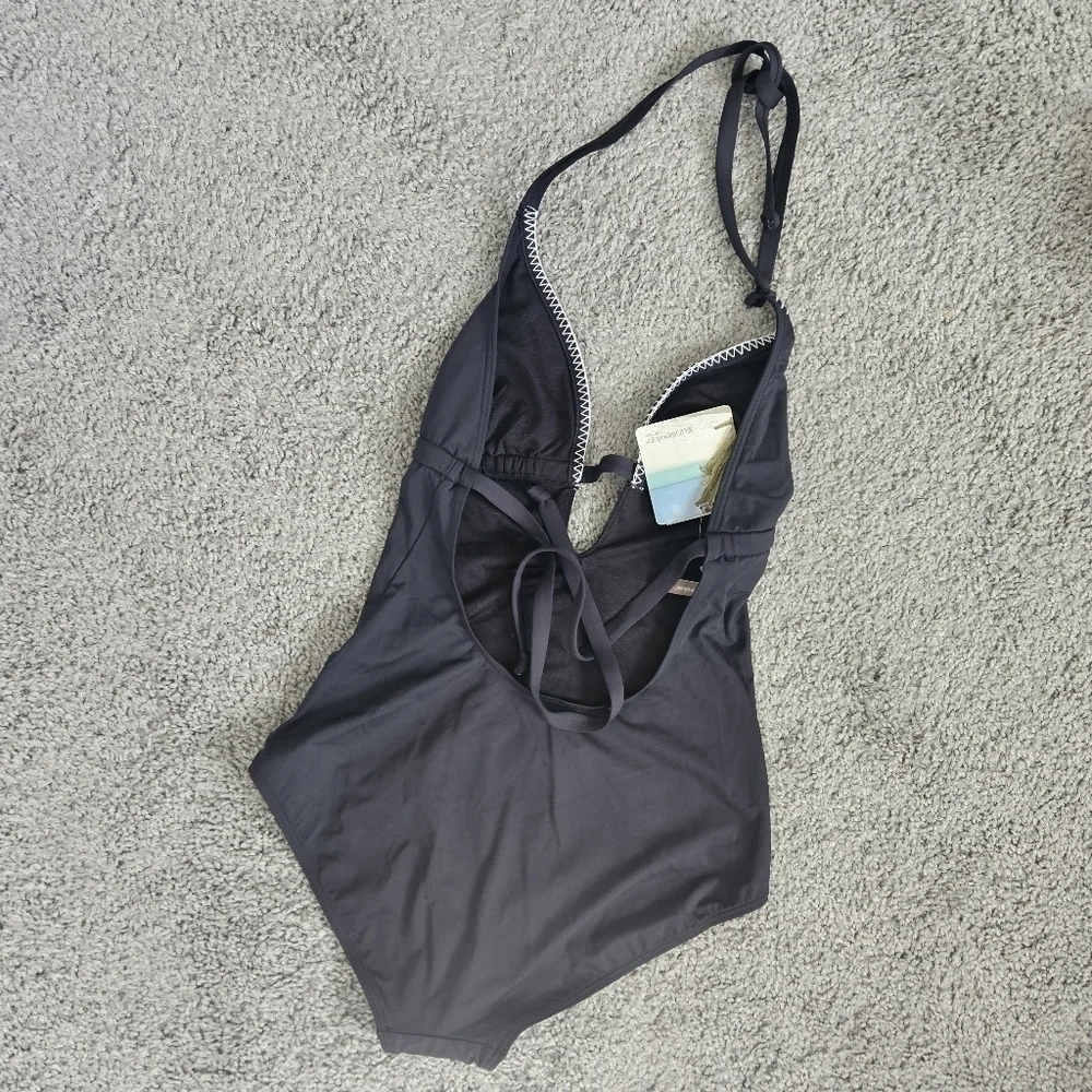 NWT Sunseeker black tie low back one piece swimsuit size 8C/D